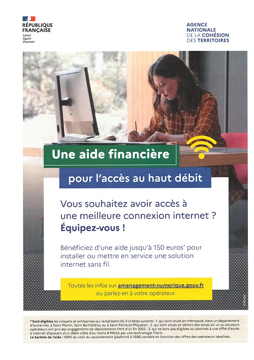 aide financière internet Haut débit